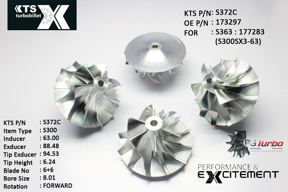Turbo ROUE FORGÉE MFS PERFORMANCE - 6+6 PALES - INDUCER : 63 - EXDUCER : 88,48 - TYPE : S300
